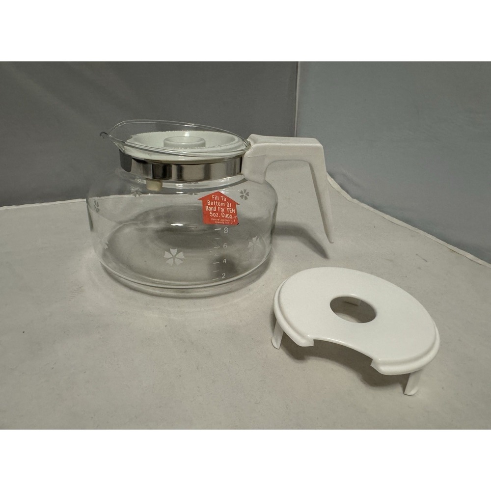 Mr. Coffee TD10 Clear Glass‎ White Replacement Decanter Carafe Pot 10 Cup